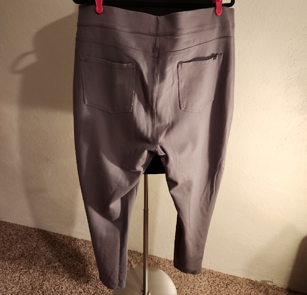 DG2 Diane Gilman Women's Gray Tan Suede Look Pull On Pants Size 2X - Picture 2 of 5